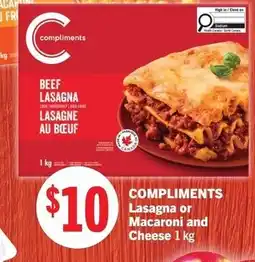 Foodland Compliments lasagna or macaroni and cheese offer