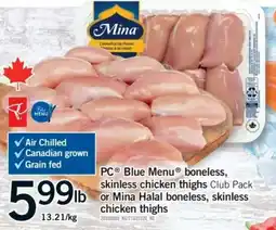 Fortinos PC Blue Menu boneless skinless chicken thighs offer