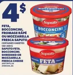 Provigo Saputo feta, bocconcini, shredded or mozzarella fresca cheese offer