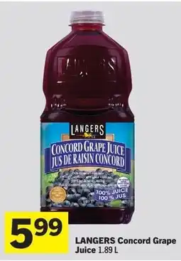 Foodland Langers concord grape juice offer