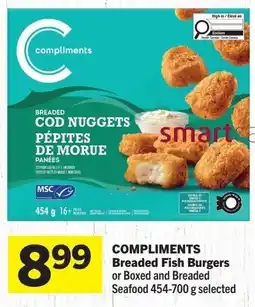 Foodland Compliments Breaded Fish Burgers or Boxed and Breaded Seafood offer