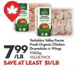 Longo's Yorkshire Valley Farms Fresh Organic Chicken Drumsticks or Wings offer