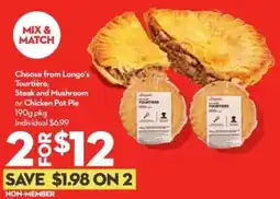 Longo's Longo's tourtiere steak and mushroom chicken pot pie offer