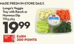 Longo's Longo's Veggie Tray with Ranch or Hummus Dip offer