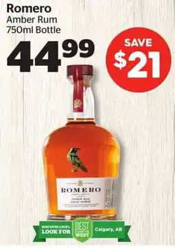 Calgary Co-op Romero Amber Rum offer