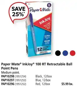 Covey Basics Paper mate inkjoy 100 rt retractable ball point pens offer