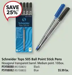 Covey Basics Schneider Tops 505 Ball Point Stick Pens offer