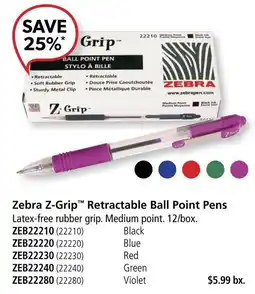 Covey Basics Zebra Z-Grip retractable ball point pens offer