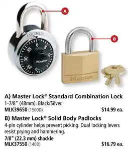 Covey Basics Master Lock standard combination lock offer