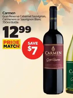 Calgary Co-op Carmen Gran Reserva Cabernet Sauvignon, Carmenere or Sauvignon Blanc offer
