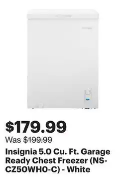Best Buy Insignia 5.0 Cu. Ft. Garage Ready Chest Freezer (NS-CZ50WH0-C) - White offer