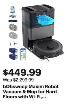 Best Buy bObsweep Maxim Robot Vacuum & Mop for Hard Floors with Wi-Fi, Auto-Emptying Dock, LiDAR - Titanium offer