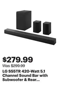 Best Buy LG S55TR 420-Watt 5.1 Channel Sound Bar with Subwoofer & Rear Speakers - Only at Best Buy offer