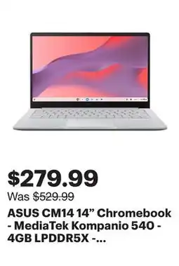 Best Buy ASUS CM14 14 Chromebook - MediaTek Kompanio 540 - 4GB LPDDR5X - 128GB eMMC - ChromeOS - Pure Grey offer