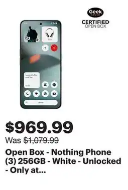Best Buy Open Box - Nothing Phone (3) 256GB - White - Unlocked - Only at Best Buy offer