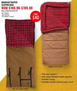 Cabela's MOUNTAIN TRAPPER SLEEPING BAGS offer