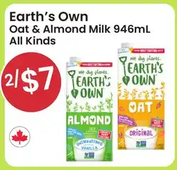 Healthy Planet Earth's Own Oat & Almond Milk 946mL All Kinds offer