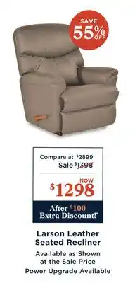 La Z Boy Larson Leather Seated Recliner offer