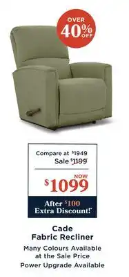 La Z Boy Cade Fabric Recliner offer