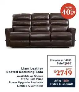 La Z Boy Liam Leather Seated Reclining Sofa offer