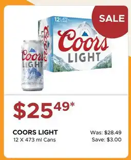 The Beer Store COORS LIGHT 12 X 473 ml Cans offer