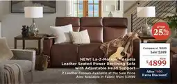 La Z Boy NEW! La-Z-Motion Acadia Leather Seated Power Reclining Sofa with Adjustable Head Support offer