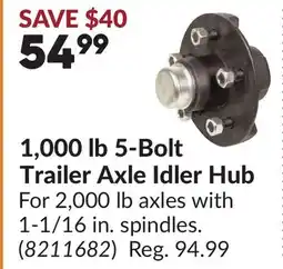 Princess Auto 1,000 lb 5-Bolt Trailer Axle Idler Hub offer