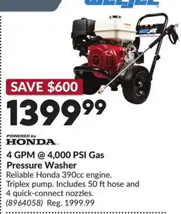 Princess Auto 4 GPM @ 4,000 PSI Gas Pressure Washer offer