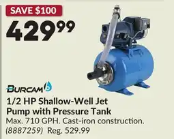 Princess Auto 1/2 HP Shallow-Well Jet Pump with Pressure Tank offer