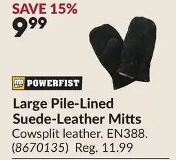 Princess Auto Large Pile-Lined Suede-Leather Mitts offer
