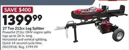 Princess Auto 27 Ton 212cc Log Splitter offer