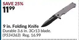 Princess Auto 9 in. Folding Knife offer