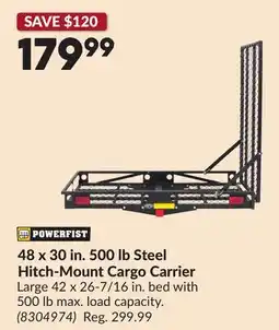 Princess Auto 48 x 30 in. 500 lb Steel Hitch-Mount Cargo Carrier offer