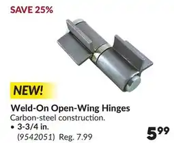 Princess Auto Weld-On Open-Wing Hinges offer