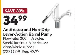 Princess Auto Antifreeze and Non-Drip Lever-Action Barrel Pump offer