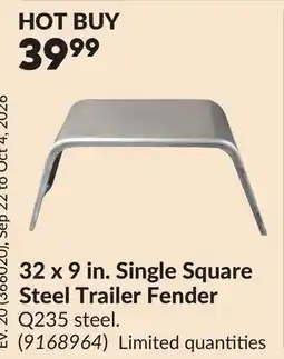 Princess Auto 32 x 9 in. Single Square Steel Trailer Fender offer