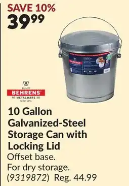 Princess Auto 10 Gallon Galvanized-Steel Storage Can with Locking Lid offer