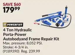 Princess Auto 4 Ton Hydraulic Porta-Power Autobodyand Frame Repair Kit offer