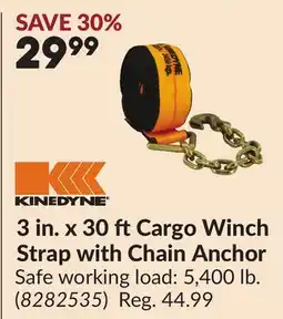Princess Auto KINEDYNE 3 in. x 30 ft Cargo Winch Strap with Chain Anchor offer