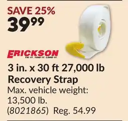 Princess Auto ERICKSON 3 in. x 30 ft 27,000 lb Recovery Strap offer