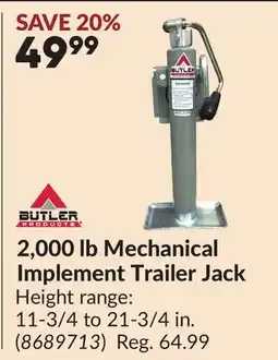 Princess Auto 2,000 lb Mechanical Implement Trailer Jack offer