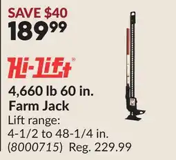 Princess Auto 4,660 lb 60 in. Farm Jack offer