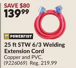 Princess Auto POWERFIST 25 ft STW 6/3 Welding Extension Cord offer