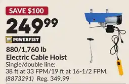 Princess Auto POWERFIST 880/1,760 lb Electric Cable Hoist offer