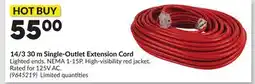 Princess Auto 14/3 30 m Single-Outlet Extension Cord offer