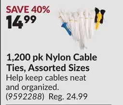 Princess Auto 1,200 pk Nylon Cable Ties, Assorted Sizes offer