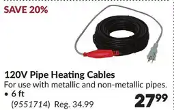 Princess Auto 120V Pipe Heating Cables offer