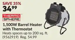 Princess Auto 1,500W Barrel Heater with Thermostat offer