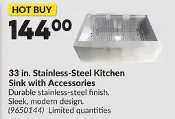 Princess Auto 33 in. Stainless-Steel Kitchen Sink with Accessories offer