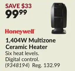 Princess Auto 1,404W Multizone Ceramic Heater offer